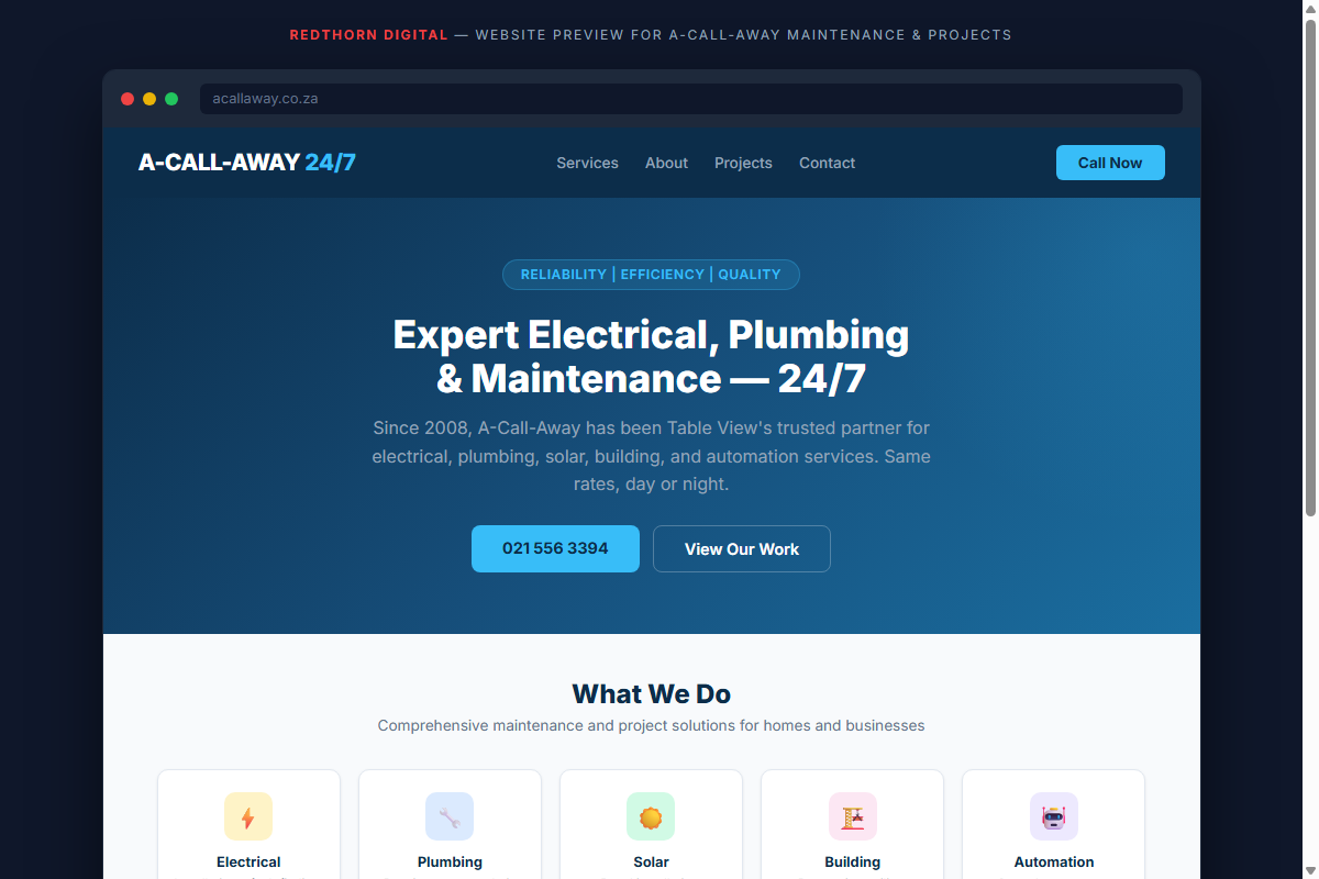 Example website built by Redthorn Digital